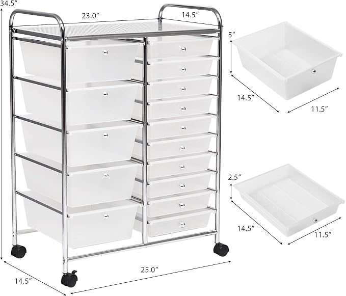 GOFLAME 15-Drawer Rolling Storage Cart, Utility Cart - Image 3