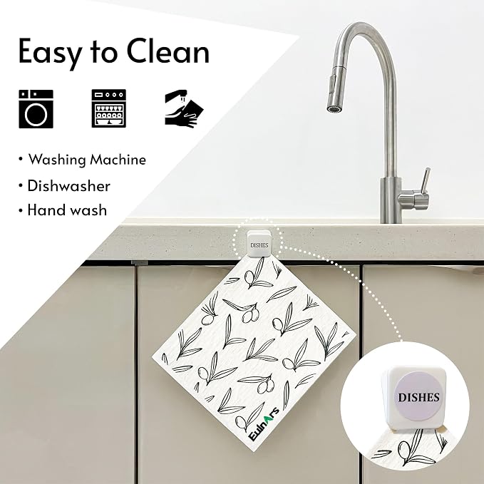 Swedish Dishcloths for Kitchen, 8 Pack Flower Reusable Paper Towels Washable - Image 3