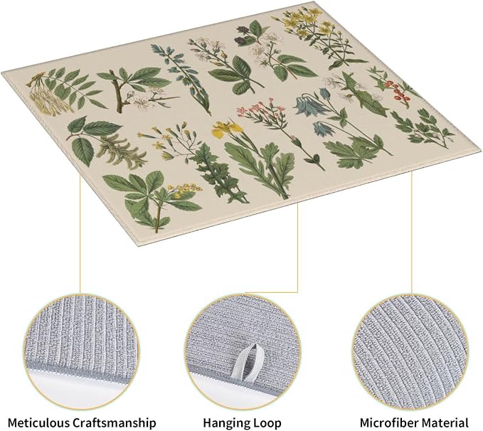Vintage Color Plants Herbs Floral Microfiber Dish Drying Mat - Image 4