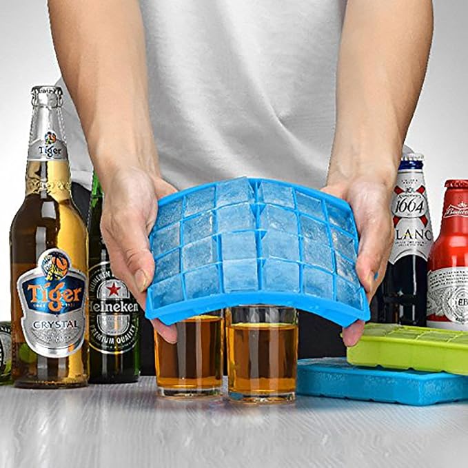 Ice Cube Tray, Silicone Square Ice Trays Easy Release Stackable Ice Cube Mold - Image 3