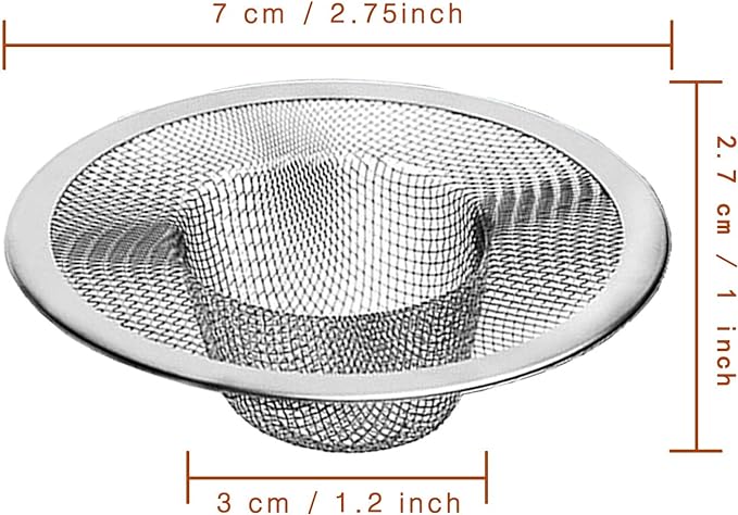 4pcs Heavy Duty Stainless Steel Kitchen Sink Strainer, 2.75" Top / 1" Mesh - Image 2