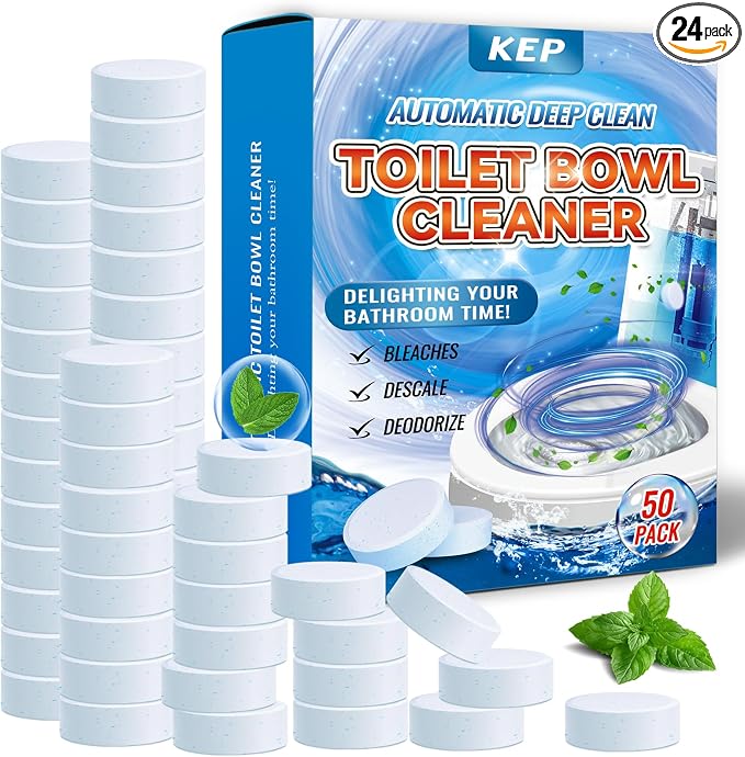 Automatic Toilet Bowl Cleaner Tablets–Fresh Scent, 50 PACK, Long-Lasting by KFP