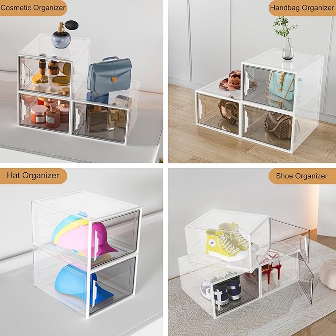 Shoe Storage Boxes Stackable, X-Large Plastic Clear Shoe Organizers - Image 5