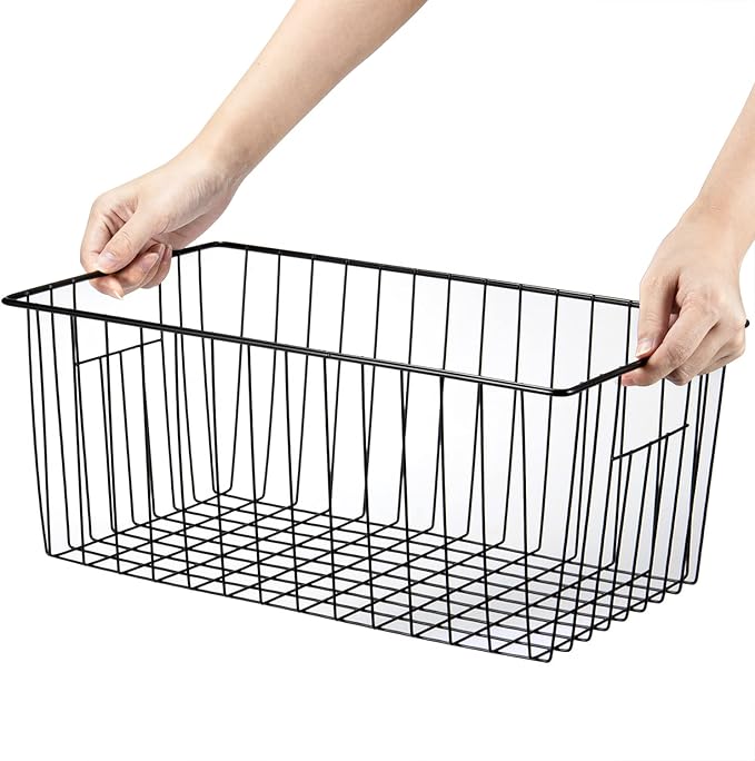 16" L x 12" W Wider Freezer Storage Organizer Baskets Container, Deep Metal - Image 6