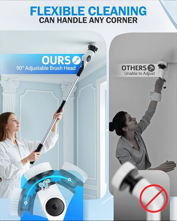 Electric Spin Scrubber with 10 Replaceable Brush Heads, IPX7 Waterproof Shower - Image 3