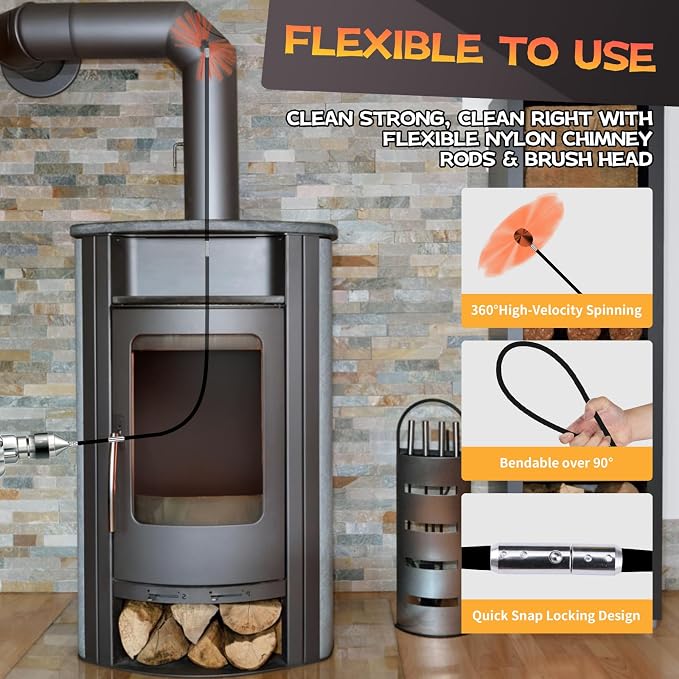 33 Feet Chimney Sweep Kit, Chimney Cleaning Kit - Image 4