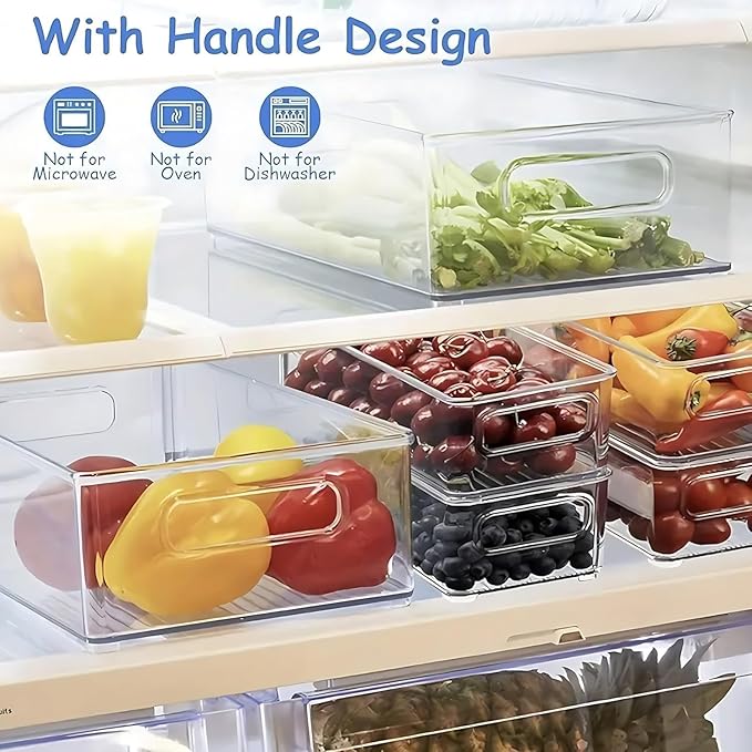 12 Pack Refrigerator Organizer Bins, 3 Sizes Stackable Clear Pantry Storage - Image 4