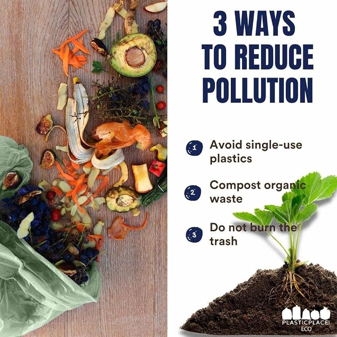 Plasticplace 12-16 Gallon Compostable Trash Bags │ 1Mil │ Green Tint Garbage - Image 5