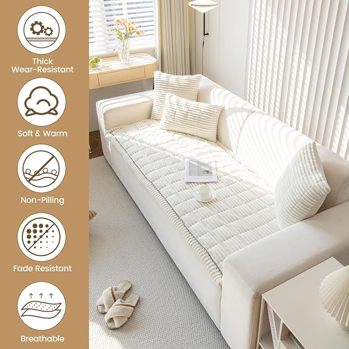 OTOB Couch Cover for Dogs Washable, Non Slip Plush Fuzzy Sofa Covers for 3 - Image 2