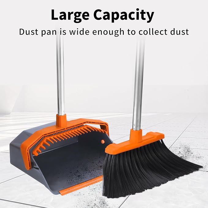 Broom and Dustpan Set with 51'' Long Handle, Upright Broom and Dustpan Combo - Image 4