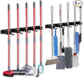 voze 5 Racks and 4 Hooks Mop and Broom Holder Wall Mount, Self Adhesive Heavy by voze