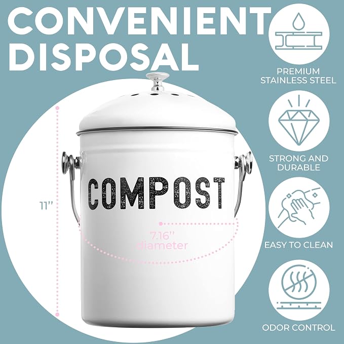 EPICA Countertop Compost Bin Kitchen | 1.3 Gallon | Odorless Composting Bin - Image 6