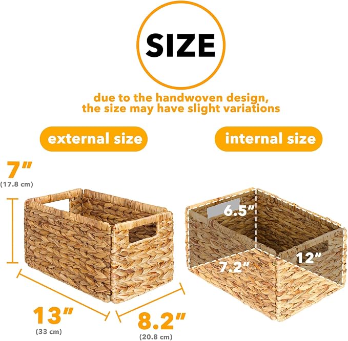 SpaceAid 6 Pack Wicker Basket, Storage Baskets - Image 3