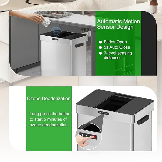 19 Gal Kitchen Automatic Motion Sensor Trash Can - Image 5
