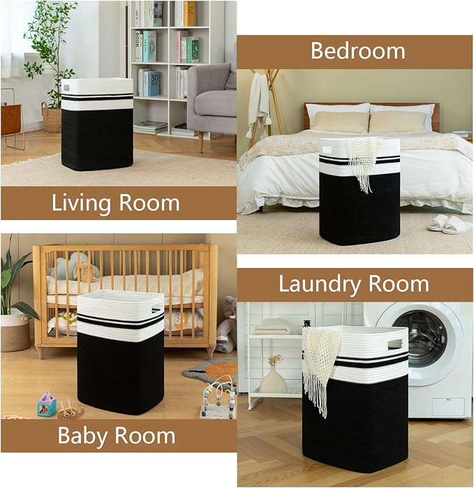 OIAHOMY Laundry Hamper-Laundry Basket, Tall Cotton Storage Basket - Image 6