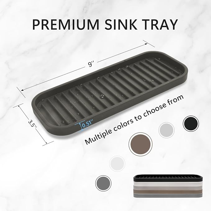 Gosmol Silicone Sponge Holder Kitchen Sink Organizer Tray Dish Caddy Soap - Image 3