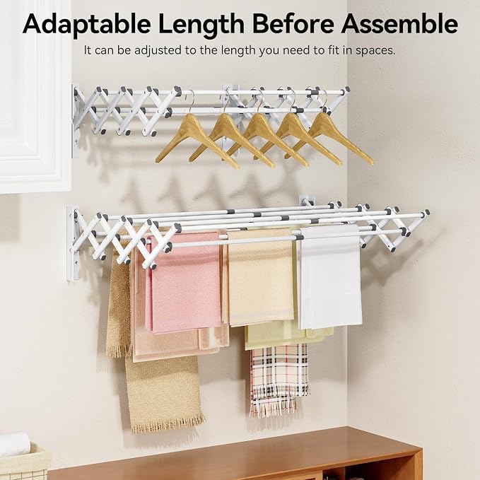 APEXCHASER Wall Mounted Clothes Drying Rack, Laundry Drying Rack Retractable - Image 7