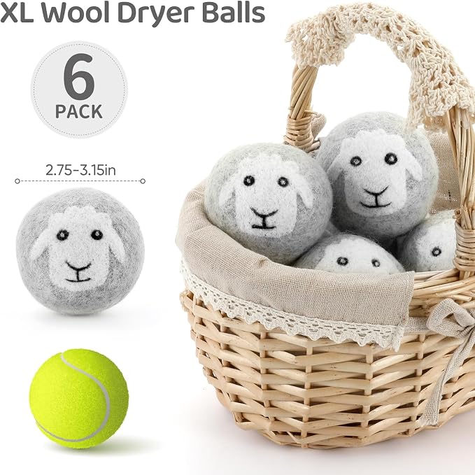 Wool Dryer Balls 6 Pack, Natural Fabric Softener, Dryer Balls Laundry Reusable - Image 6