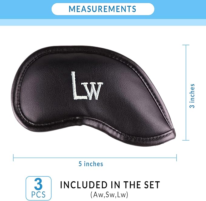 Premium Magnetic Leather Iron and Wedge Golf Club Head Covers | Set of 10 | - Image 4