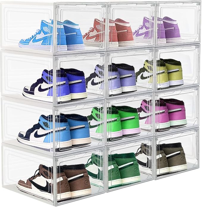 10 Pack Shoe Storage Box Clear Hard Plastic Shoe Organizer Stackable Hats - Image 7