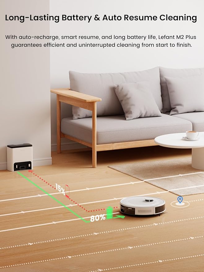 Lefant LiDAR Robot Vacuum and Mop, 45-Day Self-Emptying, 6000Pa Powerful Suction - Image 7