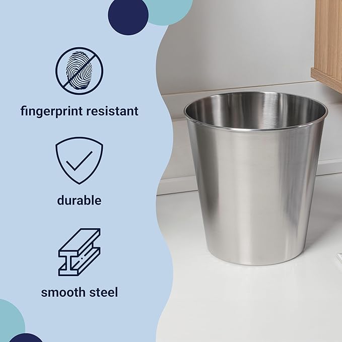 happimess HPM1113C Nolan Modern Classic Smooth Steel 2-Gallon Wastebasket - Image 3
