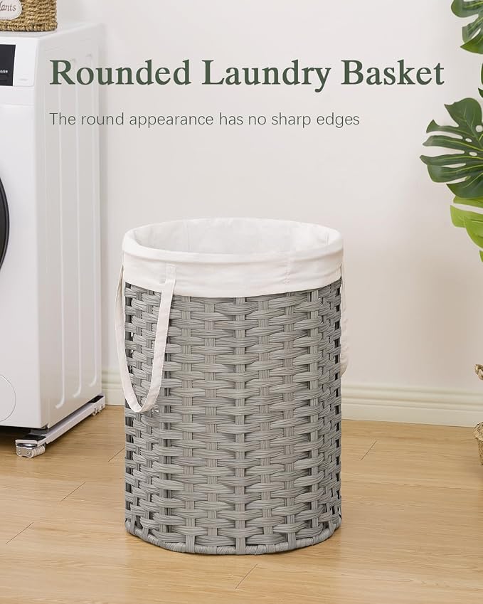 Laundry Hamper Laundry Basket Round 19.0 Gal Handwoven Rattan Laundry Basket - Image 2