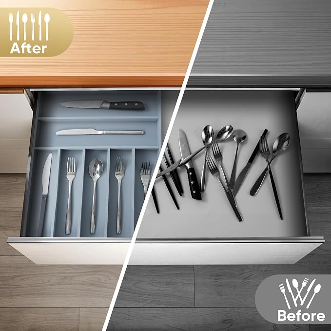 Silverware Organizer, 12.5 Inch Utensil Organizer Kitchen Drawer Organizer - Image 4