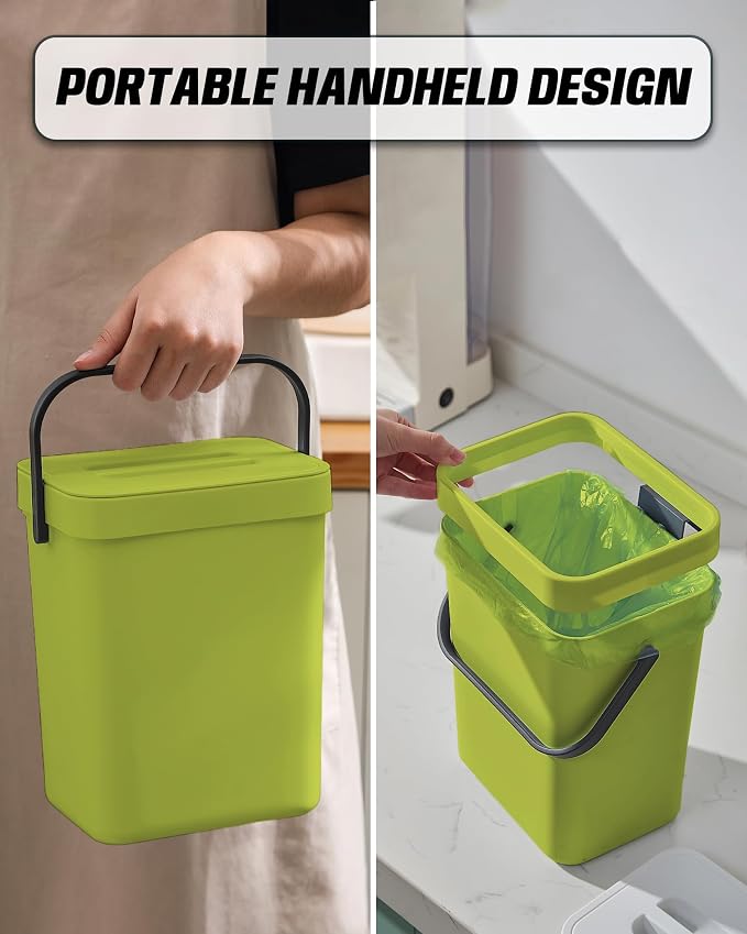 Compost Bin for Kitchen Countertop 5L/1.3 Gal Hanging Small Trash Can - Image 5