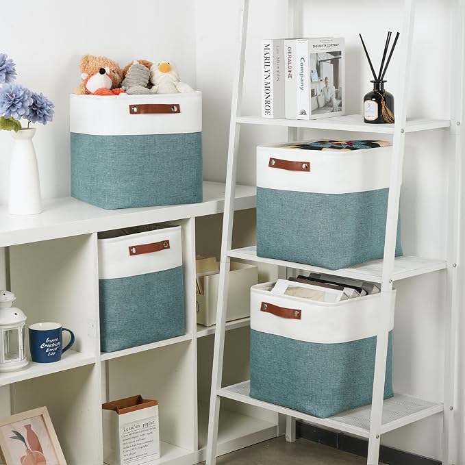DULLEMELO Set Of 4 Cube Storage Bins, Fabric Storage Basket - Image 4