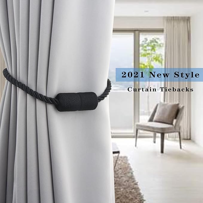 6 Pack Black Strong Magnetic Curtain Tiebacks Outdoor Elegant Decorative Tie - Image 6