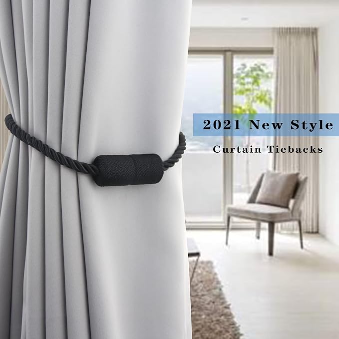 2 Pack Black Strong Magnetic Curtain Tiebacks Outdoor Elegant Decorative Tie - Image 6