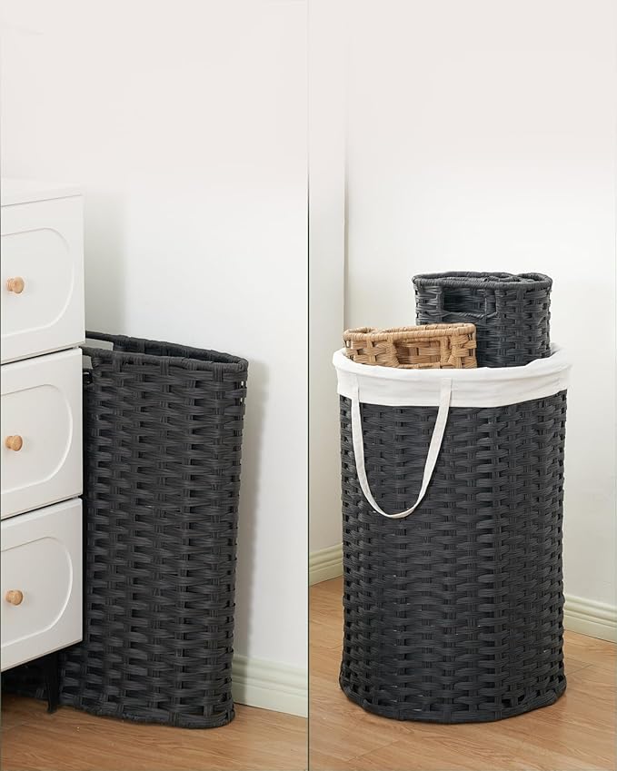 Laundry Basket with Lid Round Rattan Laundry Hamper with Lid and Handles 29.1 - Image 5