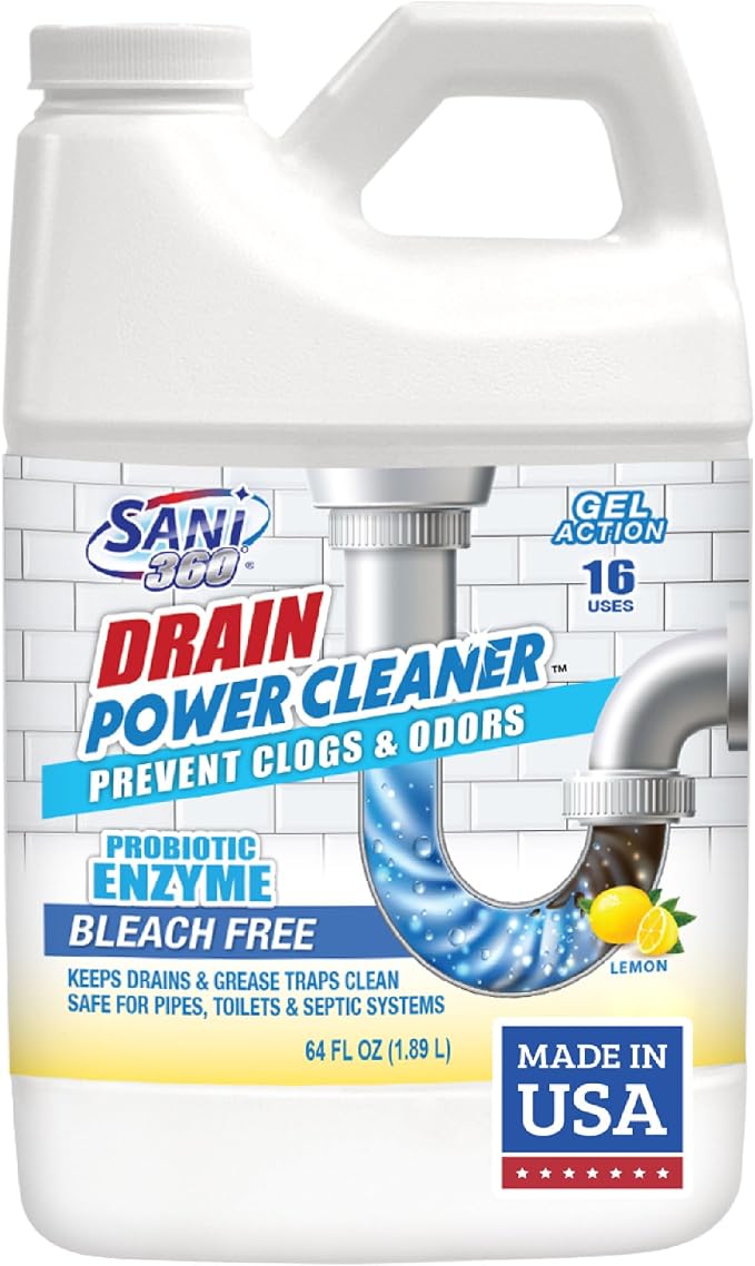 SANI 360° Drain Power Cleaner, Enzyme Gel Formula, Deodorizer, Stops Clogs by SANI360%C2%B0