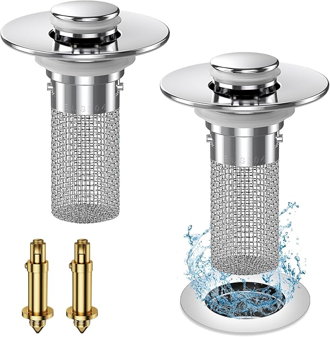 2PC Bathroom Sink Stopper Hair Catcher, Pop Up Sink Drain Filter by Unknown