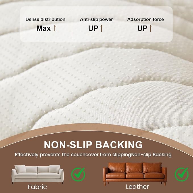 OTOB Sofa Covers for 3 Cushion Couch Washable, All Seasons Fuzzy Non Slip Kids - Image 8