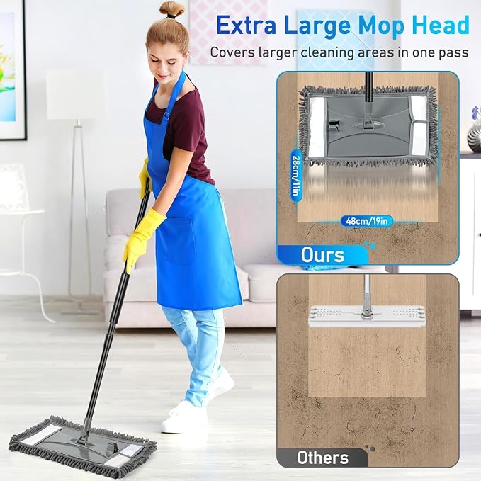 Wall Cleaner Mop Replacement Head, 2 Pack Chenille Reusable Dust Mop Pads - Image 2