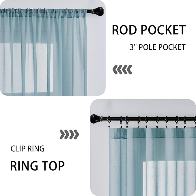 Tollpiz Sheer Door Curtains Closet Linen Textured Curtain Sheers Doorway Light - Image 5