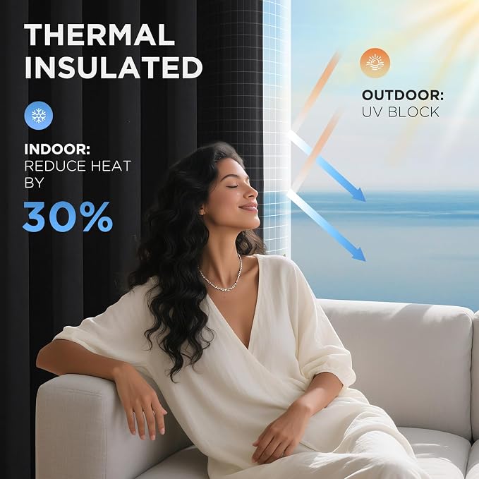 Joydeco Blackout Door Curtain for Doorway Privacy 72 Inches Long, Grommet - Image 5