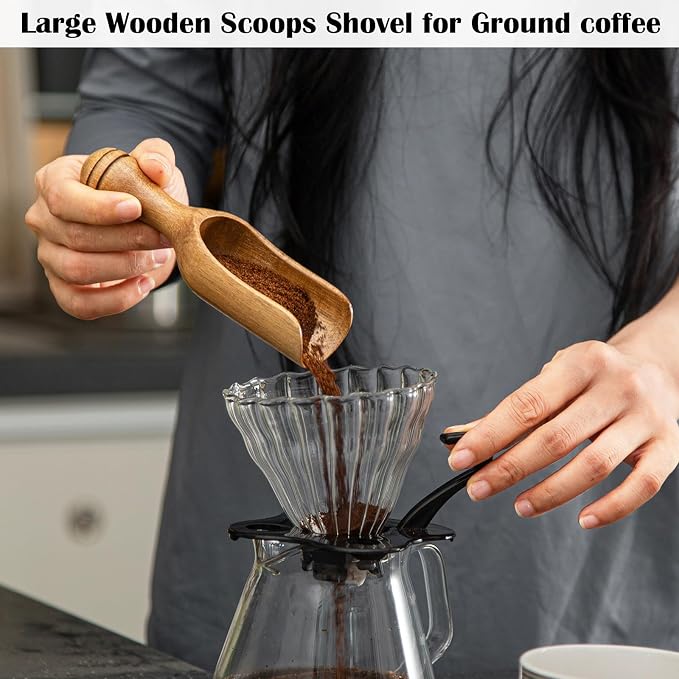 Big Coffee Scoops Shovel, Large Ground Coffee Scoop 2PCS Large Wooden Scoops - Image 5