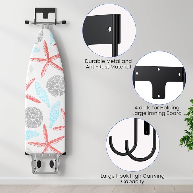 ORLESS Ironing Board Holder Wall Mount, Ironing Board Hanger, Ironing Board - Image 6