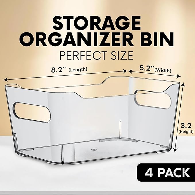 Small Clear Plastic Storage Bins, Fridge Organizer, Cabinet Organizers - Image 2