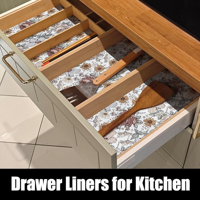 Floral Drawer Shelf Liners, 16IN x 10FT Non Adhesive and Strong Non-Slip - Image 3
