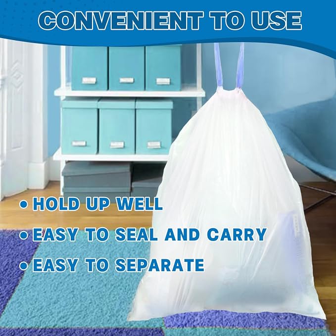 2 Gallon Trash Bags Drawstring 0.96 Mil - Image 5