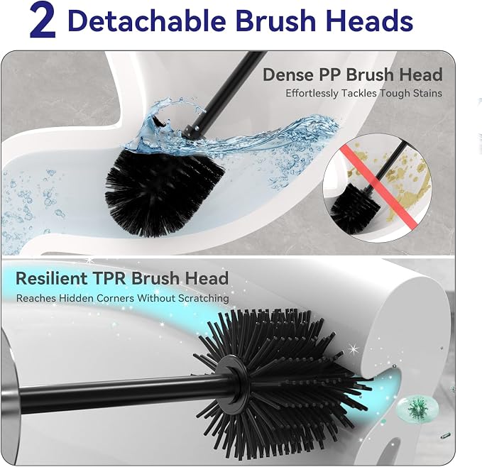 DOWRY Stainless Steel Toilet Bowl Brush and Holder - Image 3
