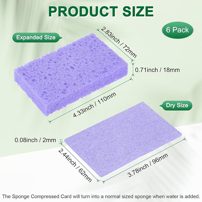 6-Pack Kitchen Sponges, Condense Eco Cellulose Non-Scratch Scrub Heavy Sponge - Image 3