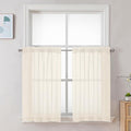 Chyhomenyc Cream Sheer Curtains 36 inch Length 2 Panels Set, Light Filtering by Chyhomenyc