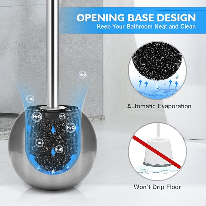 Toilet Brush and Holder 2 Pack, 304 Stainless Steel Toilet Brush - Image 5