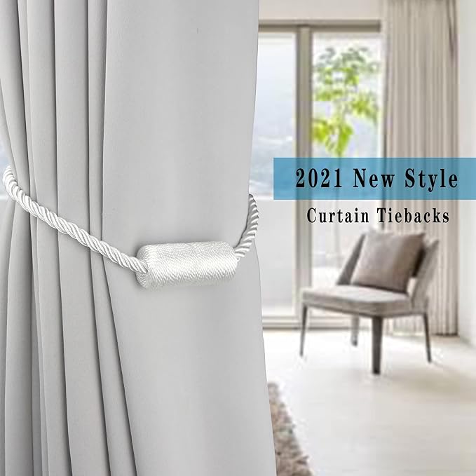 4 Pack White Strong Magnetic Curtain Tiebacks Outdoor Elegant Decorative Tie - Image 6
