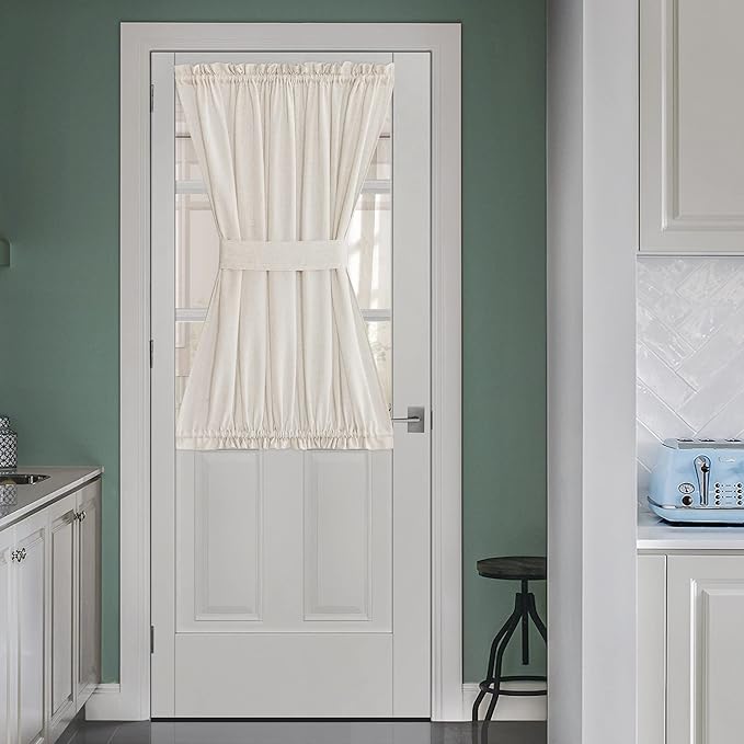 NICETOWN Thick Linen Textured Curtain Farmhouse French Door Shade Solid Room by NICETOWN